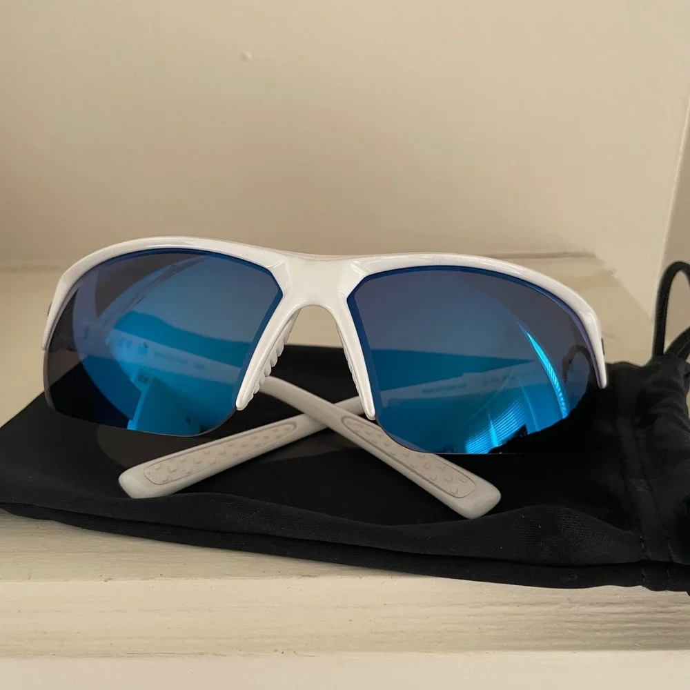 Nike Skylon Ace Sunglasses White Blue Mirror Lens Sport EV1125 104 New Box‎